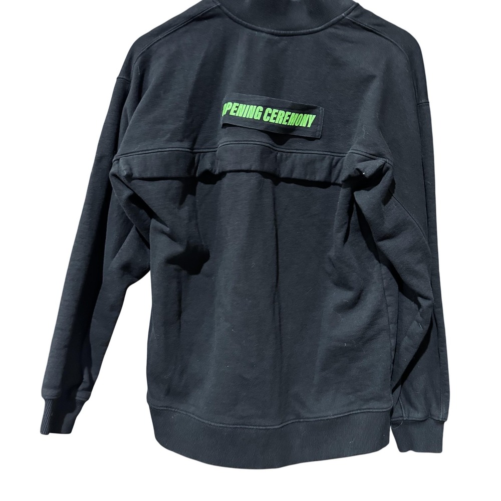Opening Ceremony Pullover Mens Small Black Half Zip Mock Neck Patch Logo Sweater
